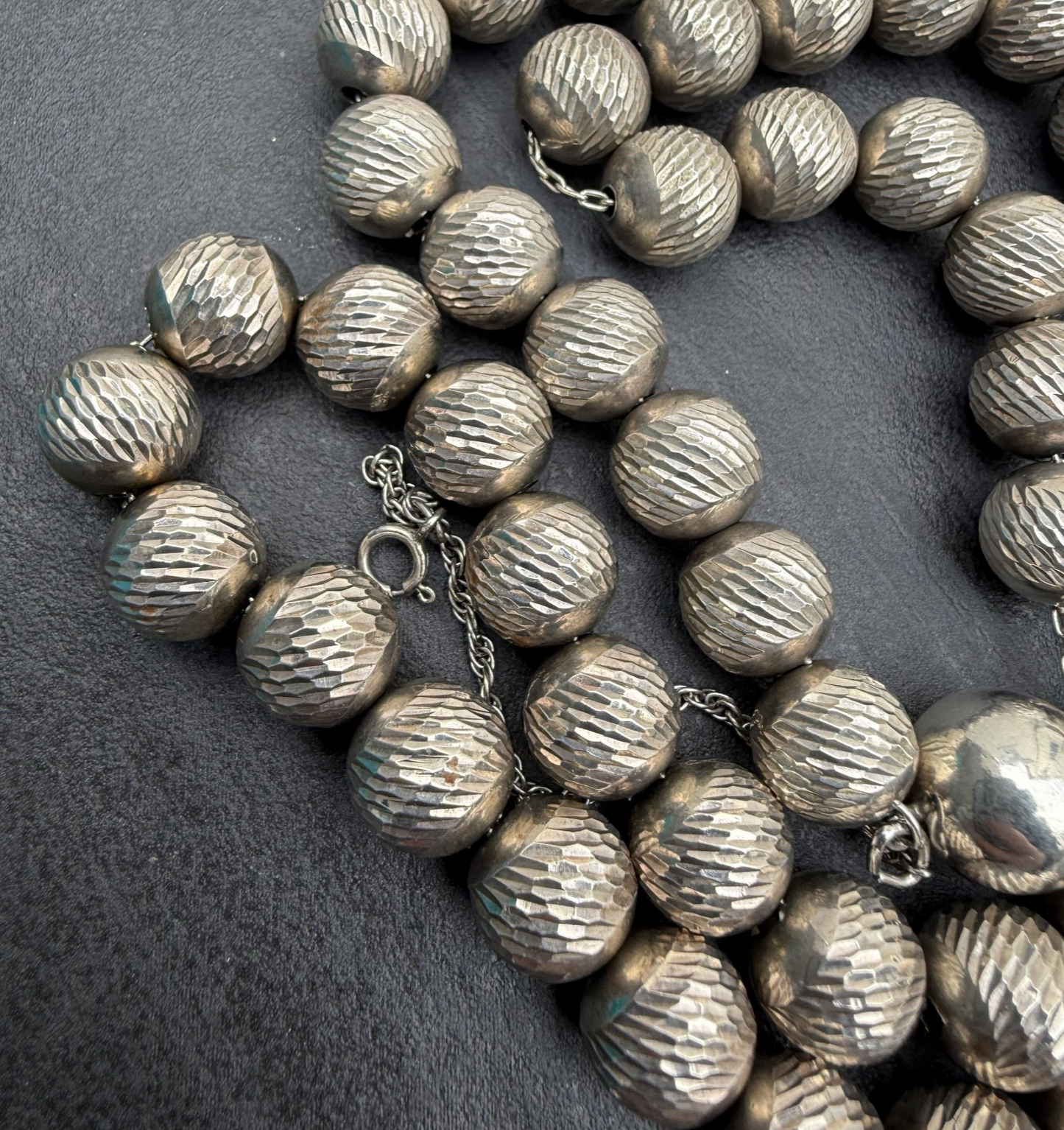Gorgeous Textured Sterling Silver Beaded Necklace2