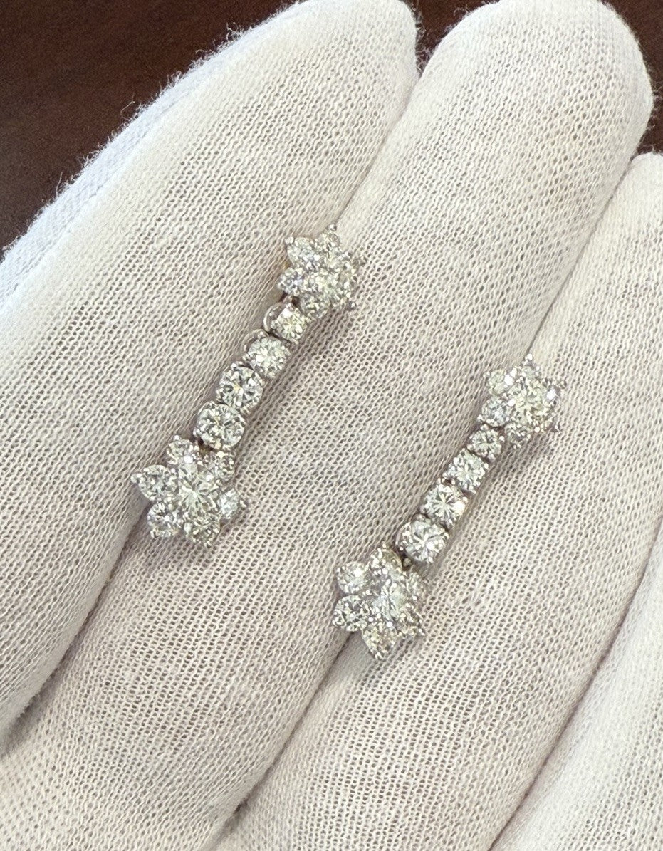 High Quality Natural Diamond Detachable Floral Drop Earrings 3.7ct IGI Certified0