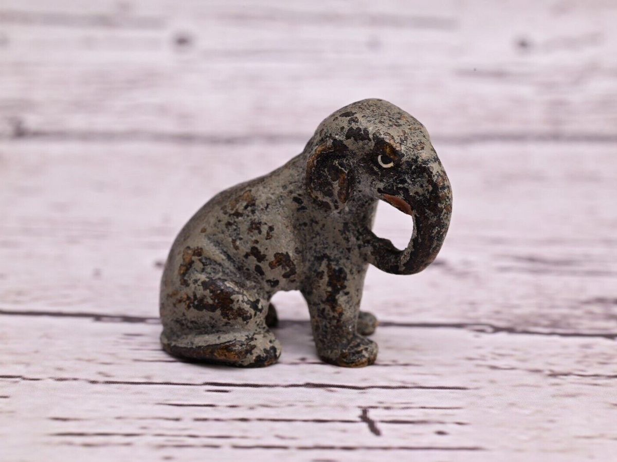 Antique Austrian Vienna Cold Painted Bronze Figure of Miniature Baby Elephant8
