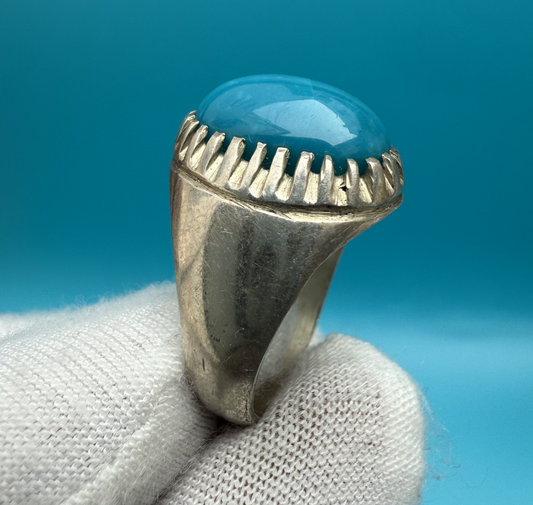 Sterling Silver Ring with Natural Turquoise (Feroza) Gemstone1