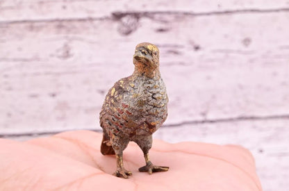 Original Early Antique Austrian Vienna Cold Painted Bronze of Partridge Bird2
