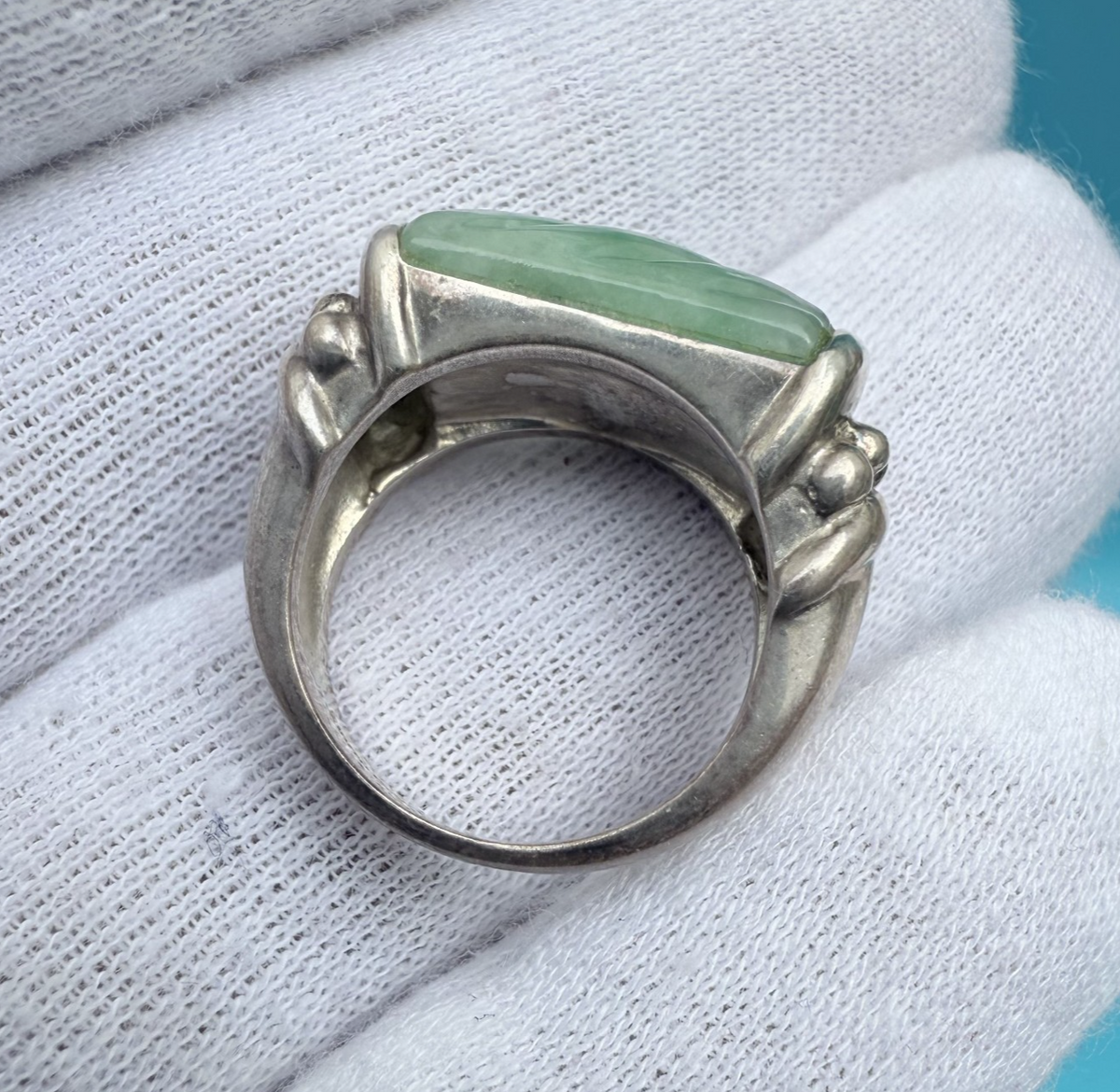 Stunning Judith Ripka Green Carved Jade & Sterling Silver Ring5