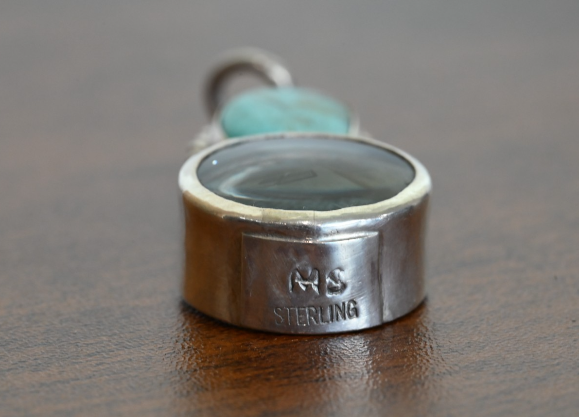 Sterling Silver Southwest Jewelers Loupe W/ Turquoise Gem2