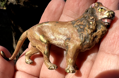 Small Antique Austrian Vienna Cold Painted Bronze Figure of Lion0