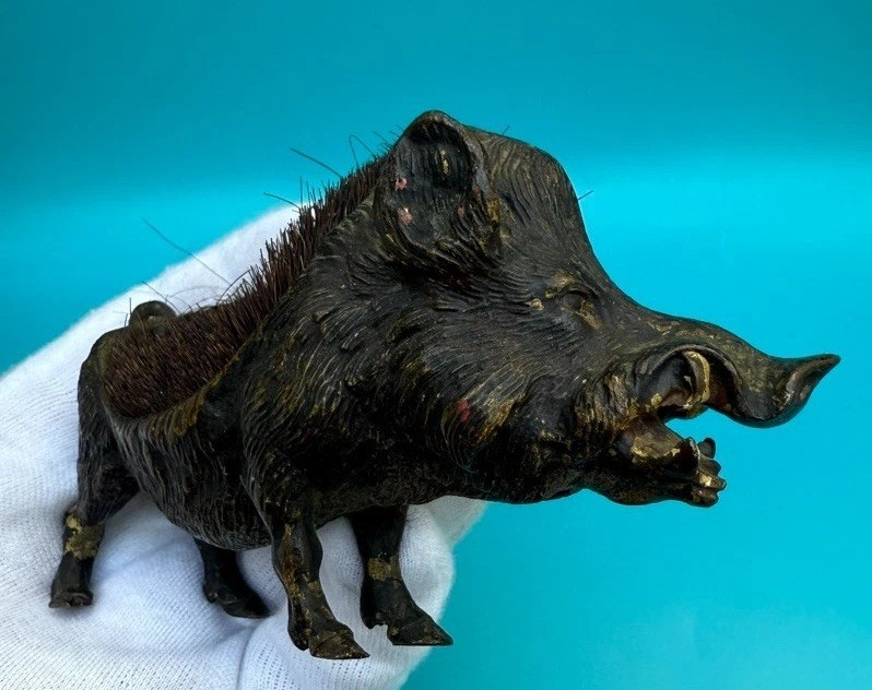 Collectors Antique 1900s Austrian Vienna Bronze Boar Pen Wipe / Nib Cleaner4