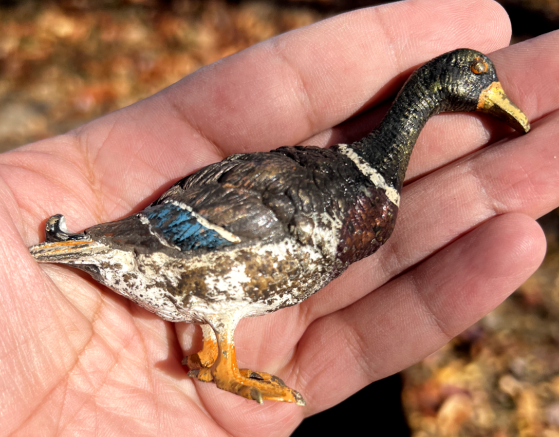 Amazing Antique Austrian Vienna Cold Painted Bronze Figure of Mallard Duck8