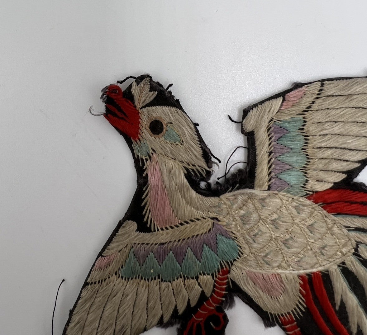 Early Antique Qing Dynasty Chinese Silk Civil Rank Badge Insignia of Bird2