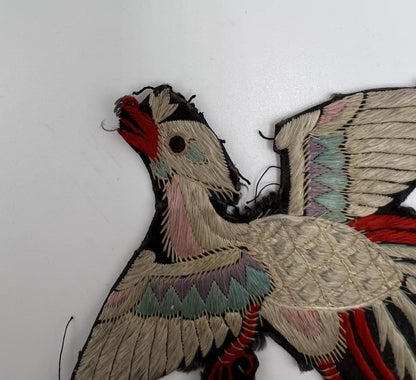 Early Antique Qing Dynasty Chinese Silk Civil Rank Badge Insignia of Bird2