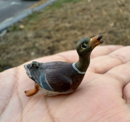 Antique Austrian Vienna Cold Painted Bronze Figure of Cute Mallard Duck Swimming3
