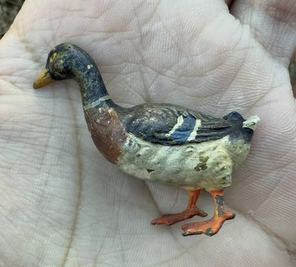 Amazing Antique Austrian Vienna Cold Painted Bronze Figure of Duck1