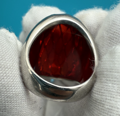 Attractive 925 Sterling Silver & Rich Red Color Dome Ring4