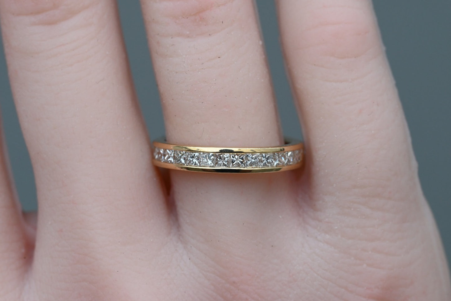 Lovely 14K Yellow Gold Channel-set Band featuring Princess-cut Natural Diamonds2