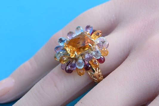 Designer VICTORIA WIECK 14K Yellow Gold & Faceted Multi Gemstone Ring0