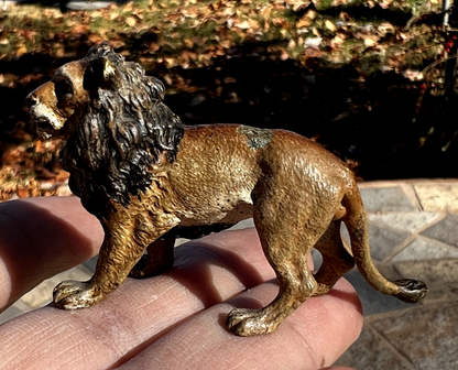 Antique Austrian Vienna Cold Painted Bronze Figure of Standing Lion2