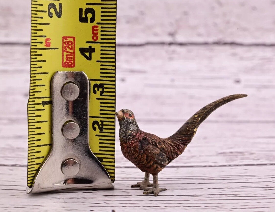 Old Antique Austrian Vienna Cold Painted Bronze Figure of Miniature Pheasant5