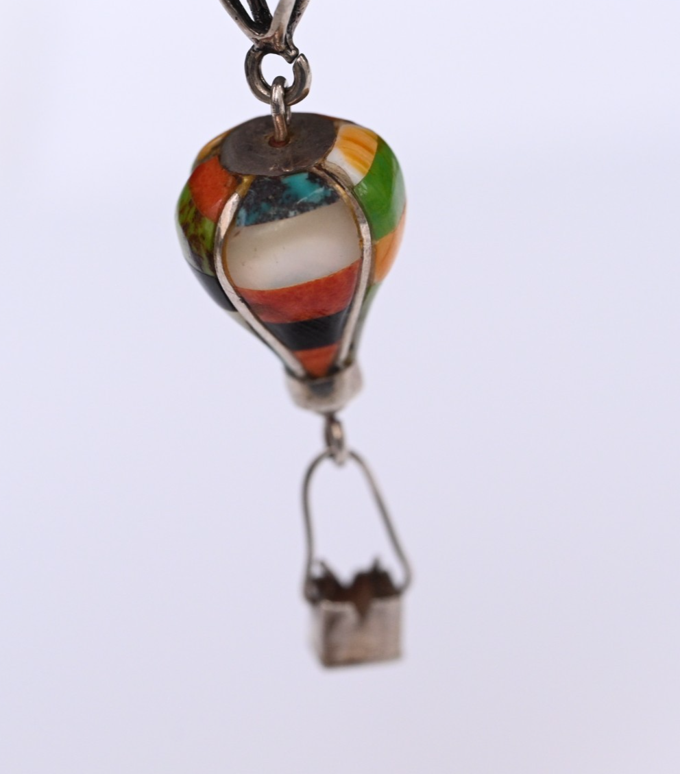 Vintage Native American Zuni Navajo Sterling Silver Hot Air Balloon Pendant2