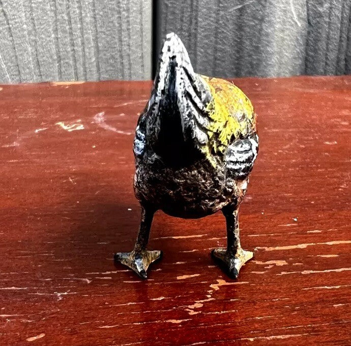 Small Antique Austrian Vienna Cold Painted Bronze Figure of Chicken2
