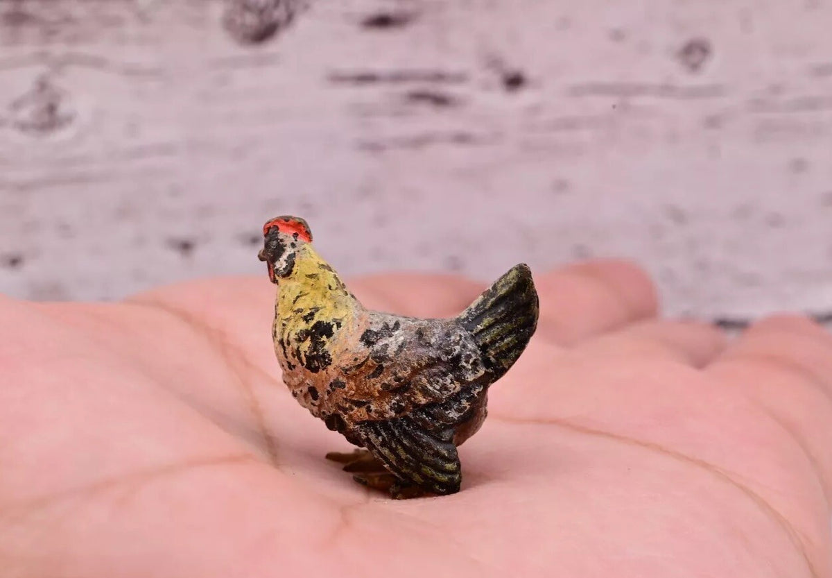 Antique Austrian Vienna Cold Painted Bronze Figure of Cute Small Chicken3
