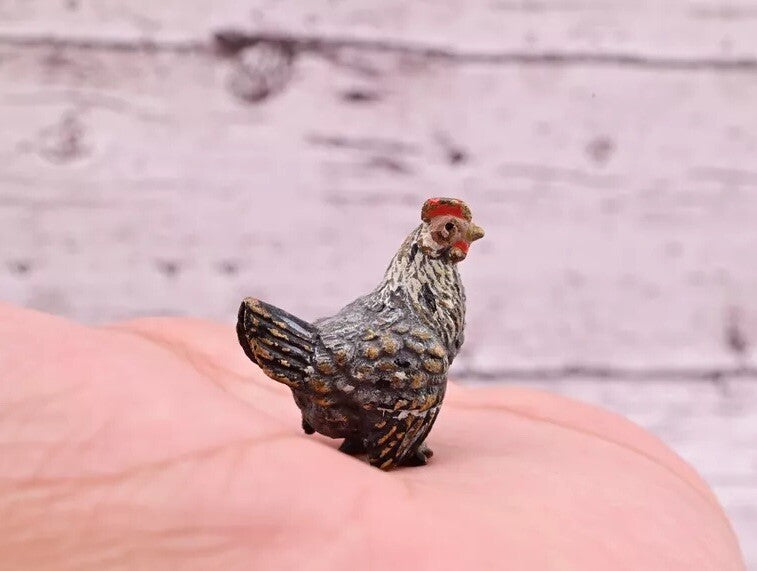 Super Nice Antique Austrian Vienna Cold Painted Bronze Figure of Gray Hen7