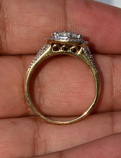 14k Yellow & White Gold Cluster Diamond Ring 1 Cttw IGI Certified4