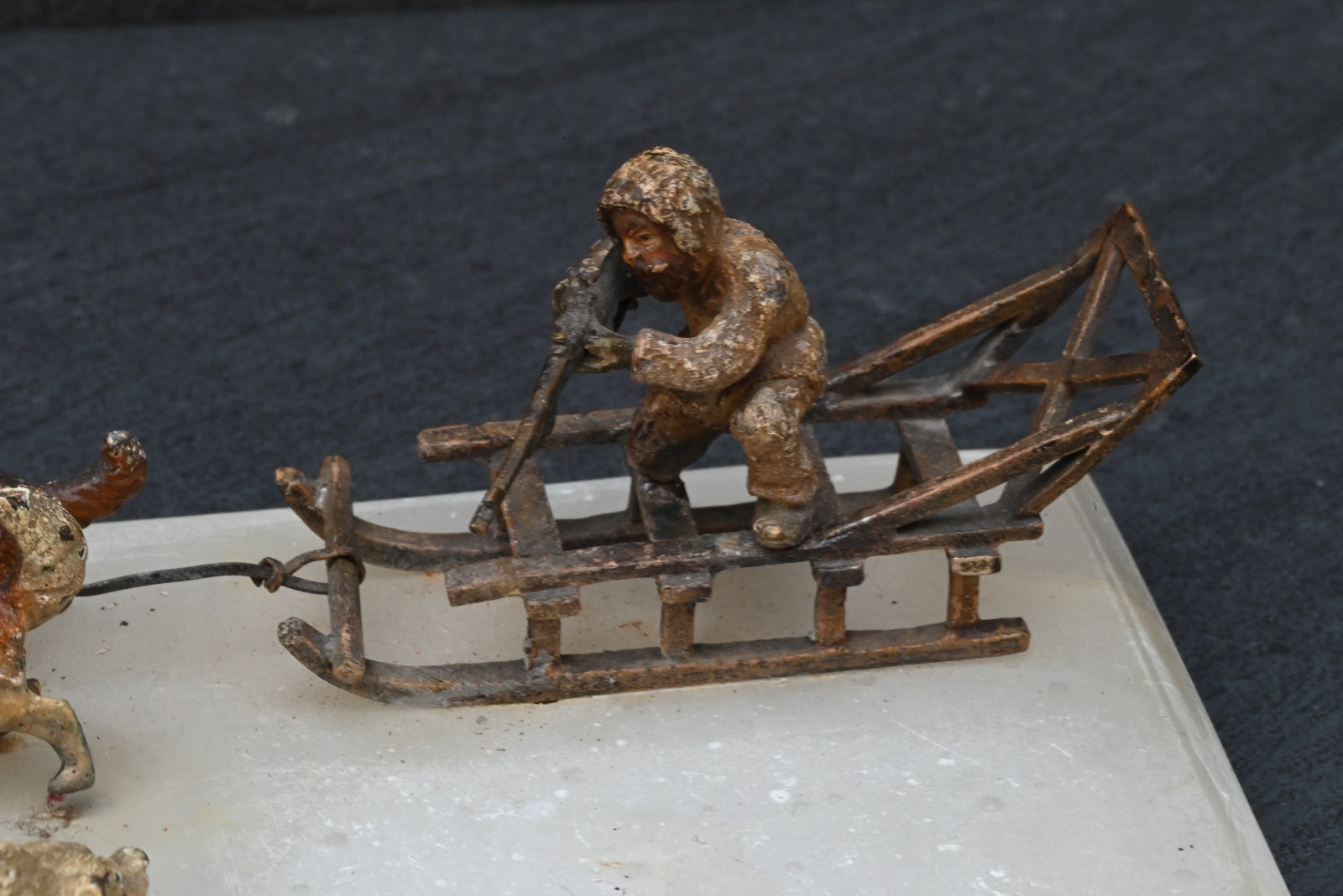 Trilling Antique 1900s Austrian Vienna Cold Painted Bronze Hunter  & Polar Bear1