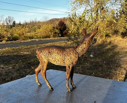 Antique Austrian Vienna Cold Painted Bronze Figure of Doe Deer1