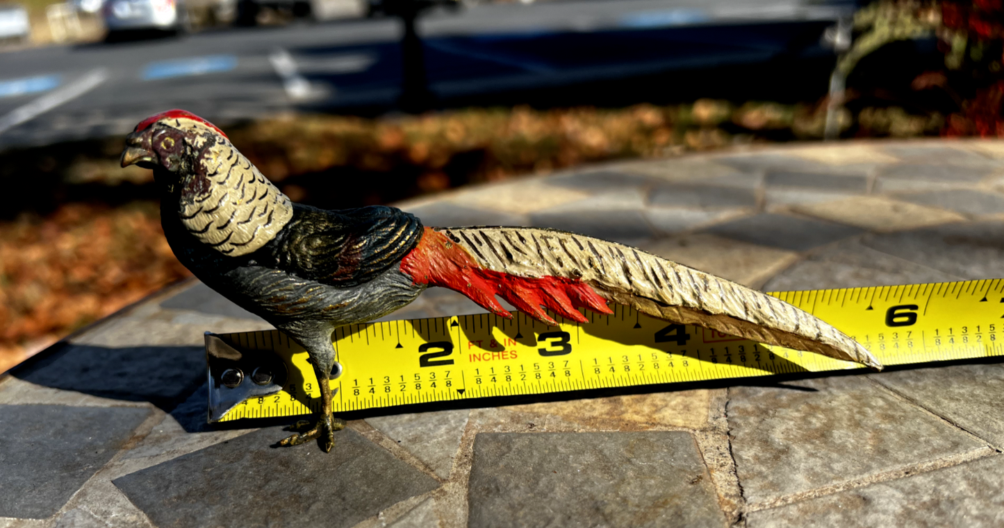 Antique Austrian Vienna Cold Painted Bronze Figure of Amherst Pheasant6