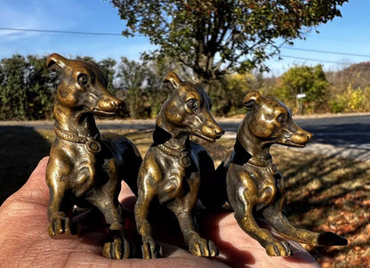 Amazing Antique Austrian Vienna Cold Painted Bronze Set of Three Greyhound Dogs2
