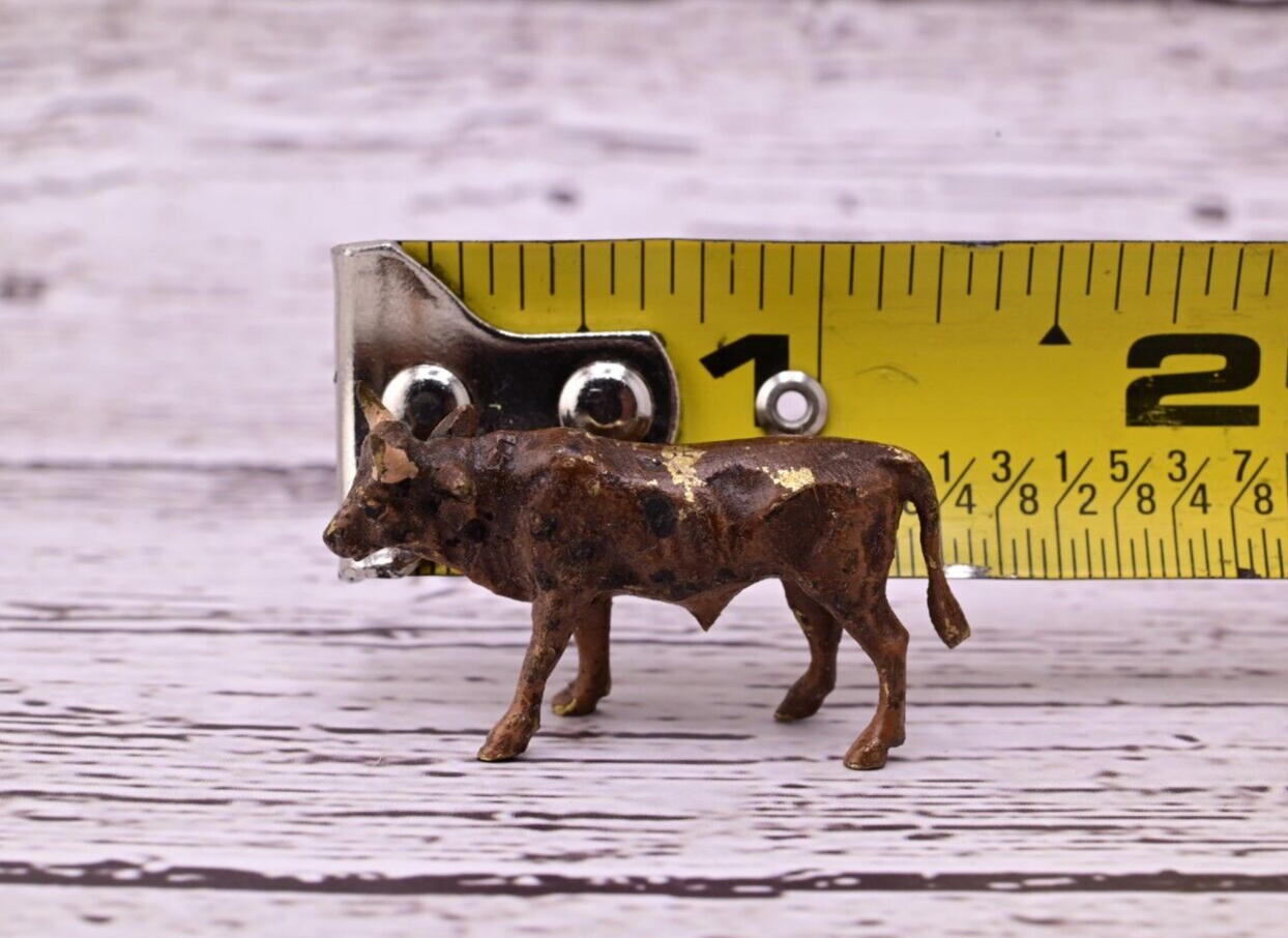 Miniature Antique Austrian Vienna Cold Painted Bronze Figure of Brown Bull6