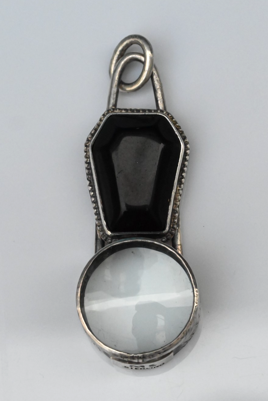 Handmade Sterling Silver Southwest Jewelers Loupe W/ Black Onyx & Web Design0