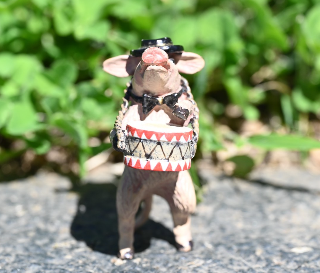Fritz Bergmann Austrian Vienna Cold Painted Bronze Pig Playing the Drum1