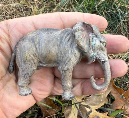 Highly Detailed Antique Austrian Vienna Cold Painted Bronze Figure of Elephant7