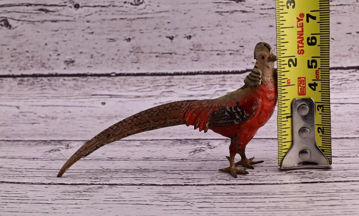 1900s Detailed Antique Austrian Vienna Cold Painted Bronze of Gold Pheasant14