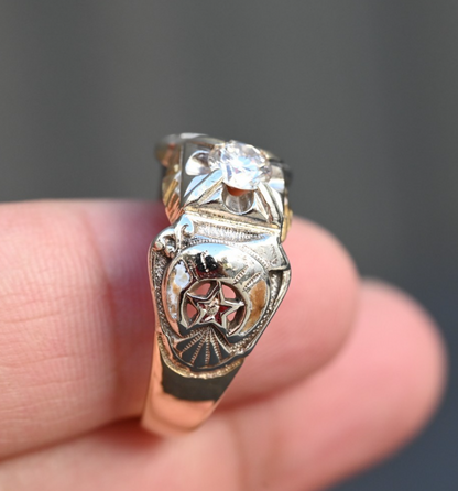 Awesome Vintage Two Tone 14k Gold Masonic Ring with .65 ct Round Diamond3