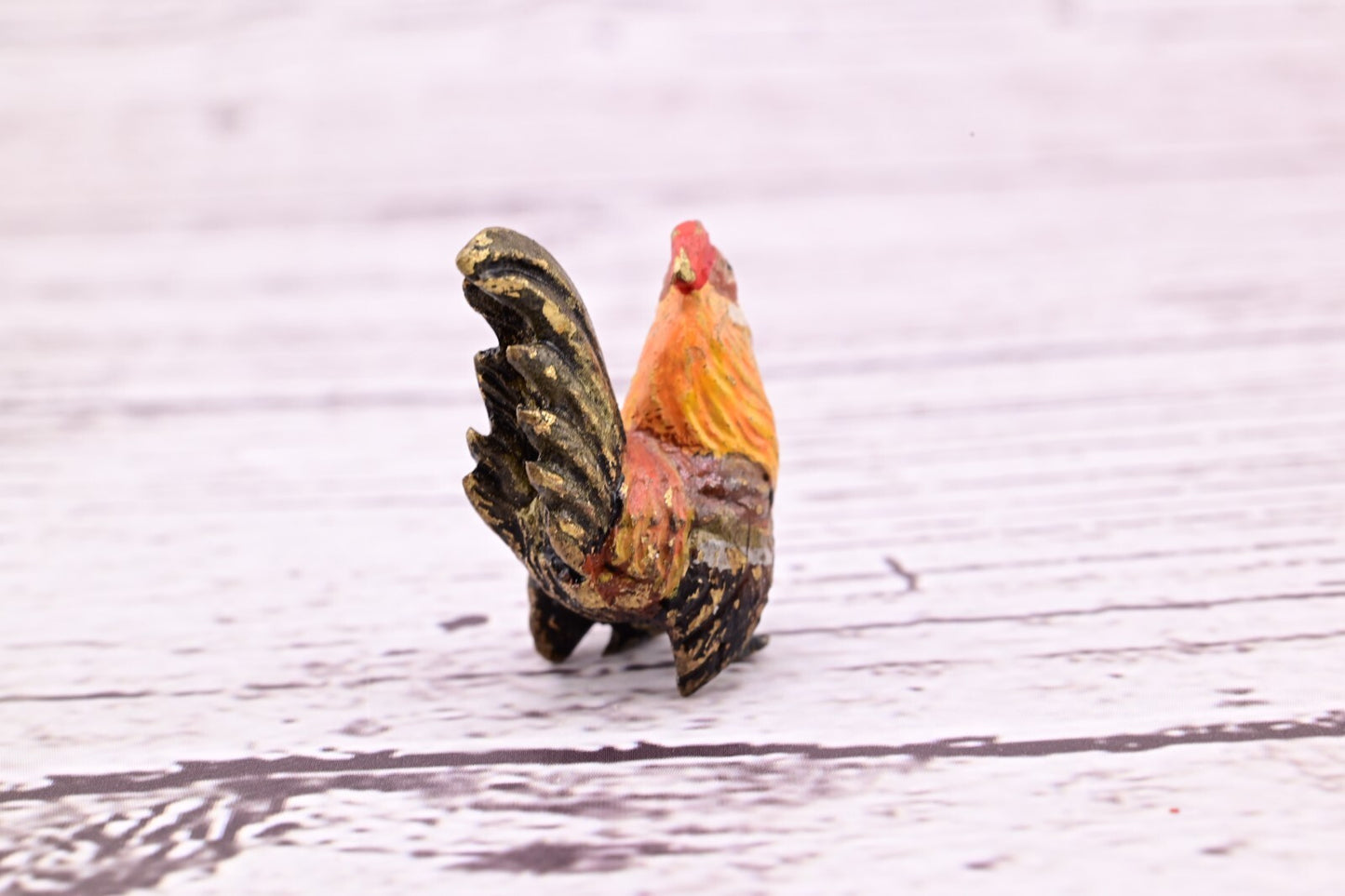 Amazing Antique Austrian Vienna Cold Painted Bronze Figure of Miniature Rooster11