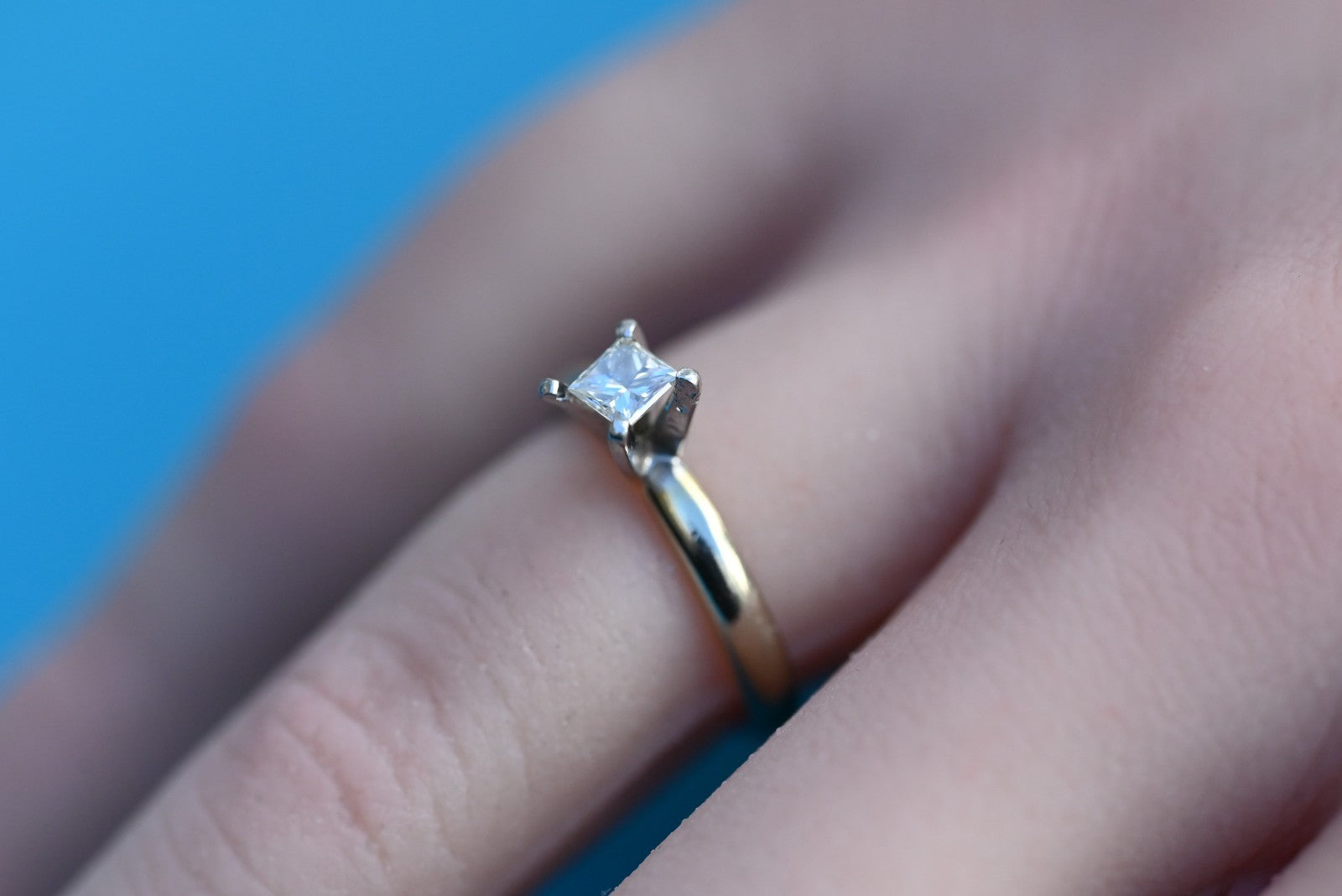 14K White Gold & Platinum  Princess Cut Diamond Solitaire Ring by Gordons2