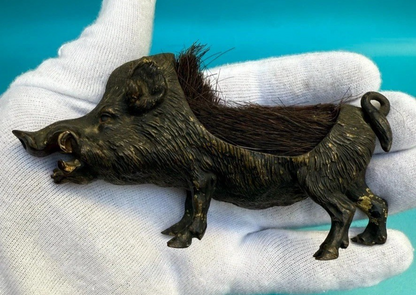 Collectors Antique 1900s Austrian Vienna Bronze Boar Pen Wipe / Nib Cleaner8