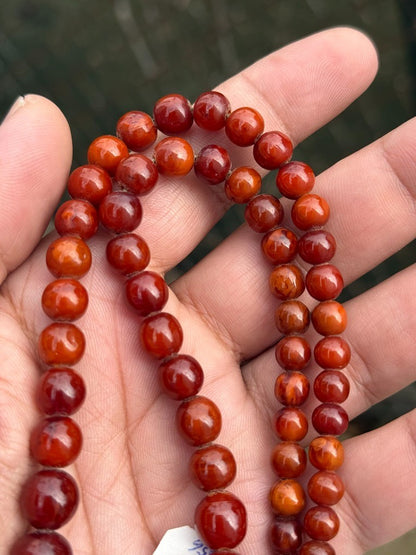 Gorgeous Dark Colored Natural Amber Necklace in Round Sphere Shape8