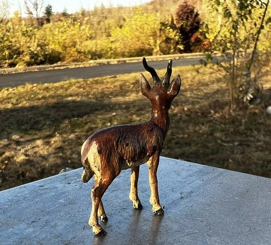 Antique Austrian Vienna Cold Painted Bronze Figure of Antelope3