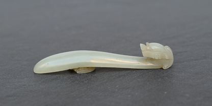 Antique Carved Chinese White Celadon Jade Dragon Belt Hook2