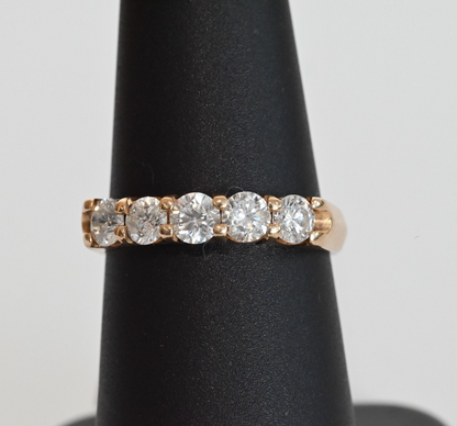 Lovely  14K Yellow Gold 5 Stone 1 Cttw Diamond Band Signed MAC  IGI Certified0