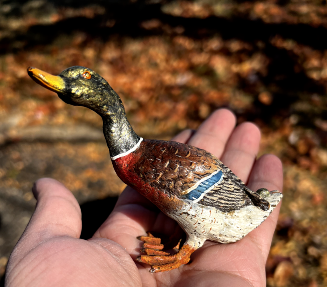 Gorgeous Antique Austrian Vienna Cold Painted Bronze Figure of Mallard Duck3
