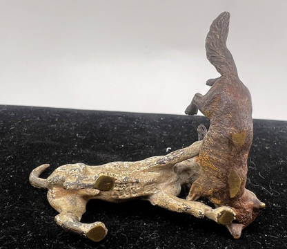 Original Franz Bergman Austrian Bronze Figure of Hunting Dog & Wild Fox Fighting6