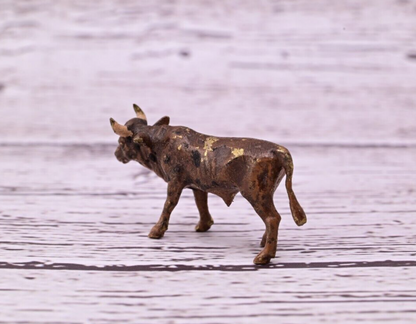 Miniature Antique Austrian Vienna Cold Painted Bronze Figure of Brown Bull1