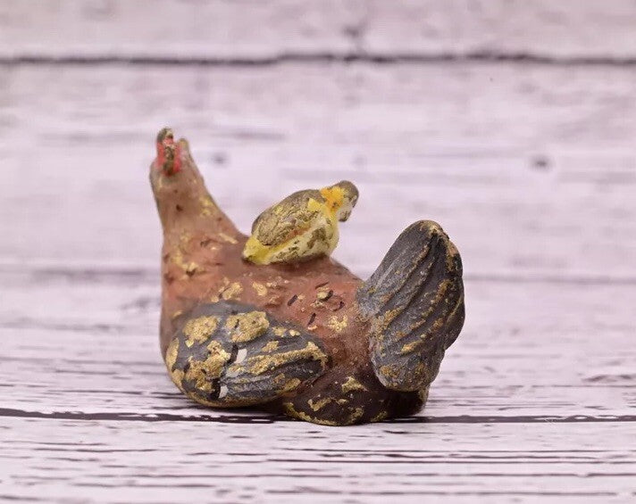 Attractive Antique Austrian Vienna Cold Painted Bronze Figure Hen With Chicks16