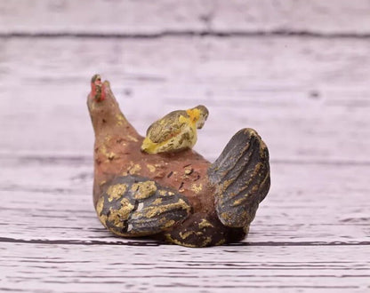 Attractive Antique Austrian Vienna Cold Painted Bronze Figure Hen With Chicks16