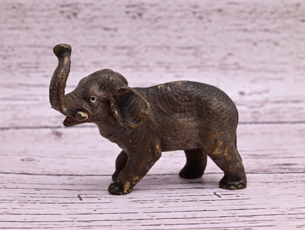 Early Antique Austrian Vienna Cold Painted Bronze Figure of Young Elephant7