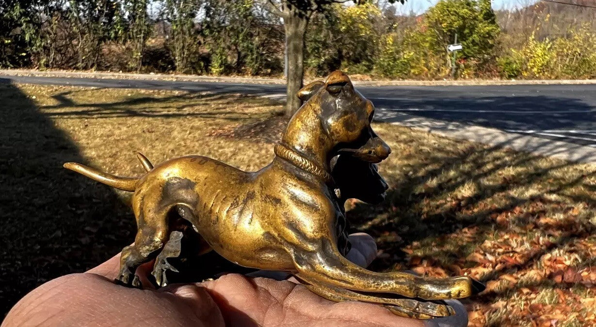 Amazing Antique Austrian Vienna Cold Painted Bronze Set of Three Greyhound Dogs3