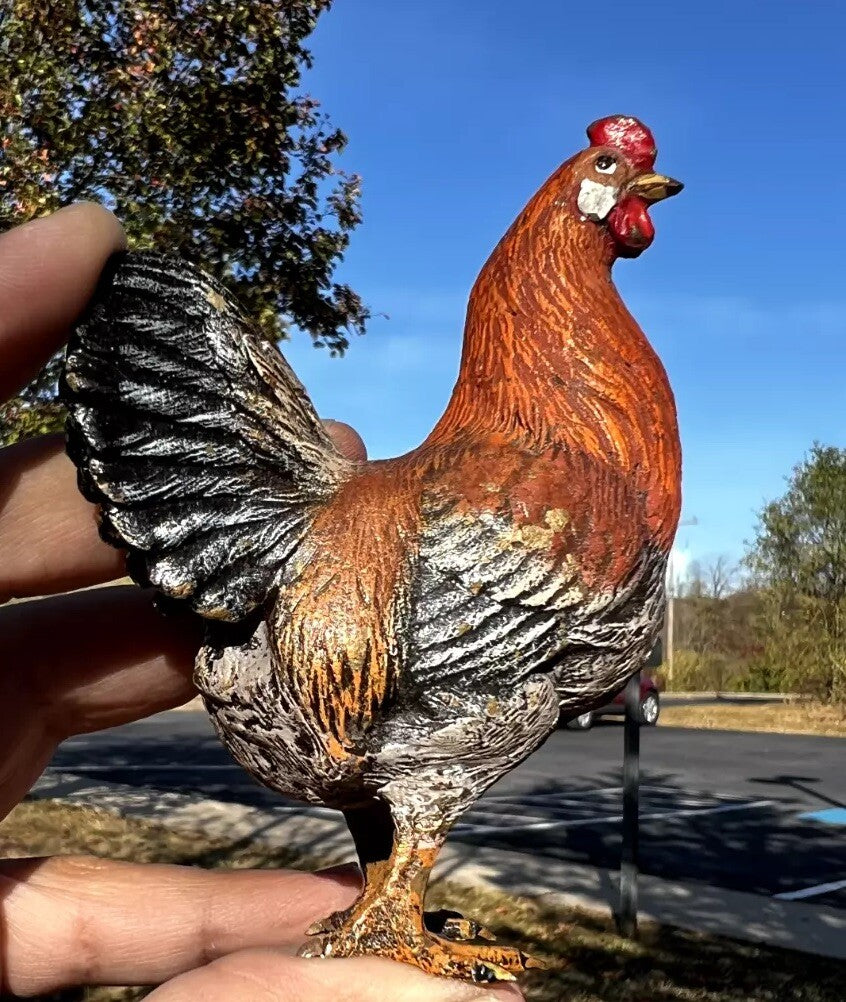 Large Antique Austrian Vienna Cold Painted Bronze Figure of Farm Hen Chicken4