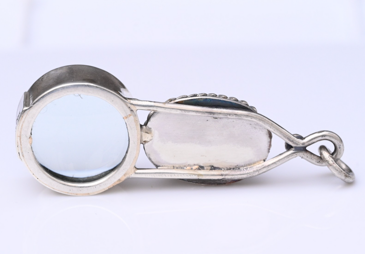 Signed MS Sterling Silver Southwest Jewelers Loupe W/ Honey Amber Like Stone4